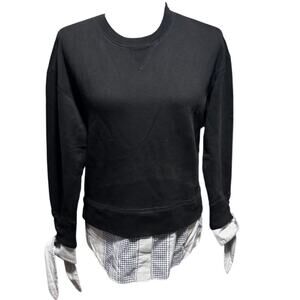 Derek Lam Denim Black Sweatshirt Layered Shirt Hem Top – Size S